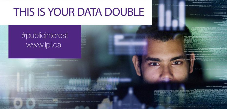 The text "This is your data double" accompanies a picture of a man looking at a screen.